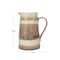 Hello Honey® 8.25" Brown & Cream Round Stoneware Pitcher with Stripes & Crackle Glaze